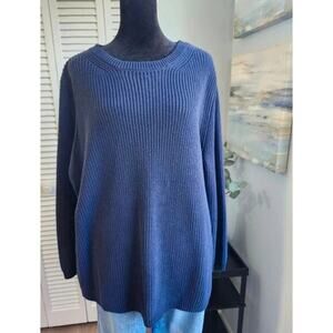 Crown & Ivy ribbed knit sweater M/L Navy Blue Relaxed